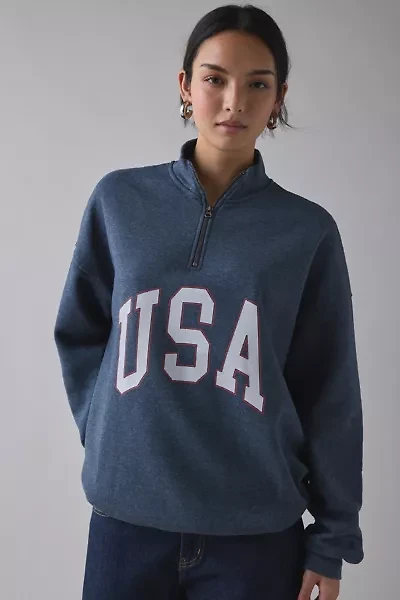 USA Graphic Oversized 1/4 Zip Fleece Pullover