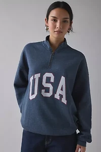 USA Graphic Oversized 1/4 Zip Fleece Pullover