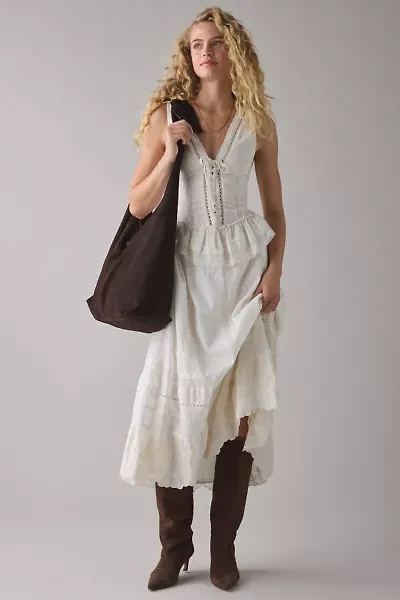 UO Perfectly Victorian Lace Trim Corset Midi Dress