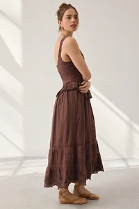 UO Perfectly Victorian Lace Trim Corset Midi Dress