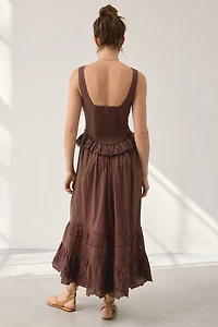 UO Perfectly Victorian Lace Trim Corset Midi Dress
