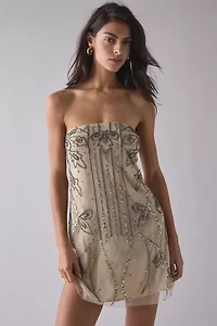 UO Spotlight Strapless Beaded Mini Dress