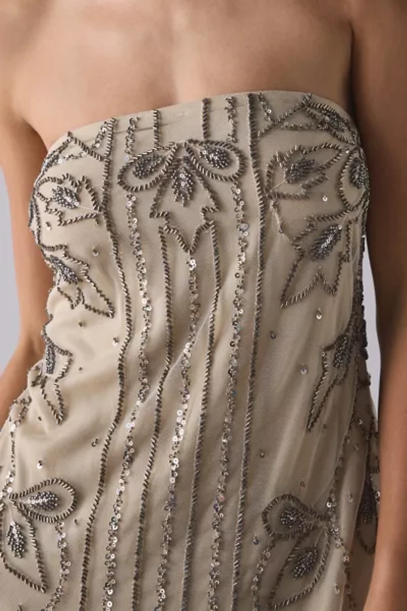 UO Spotlight Strapless Beaded Mini Dress