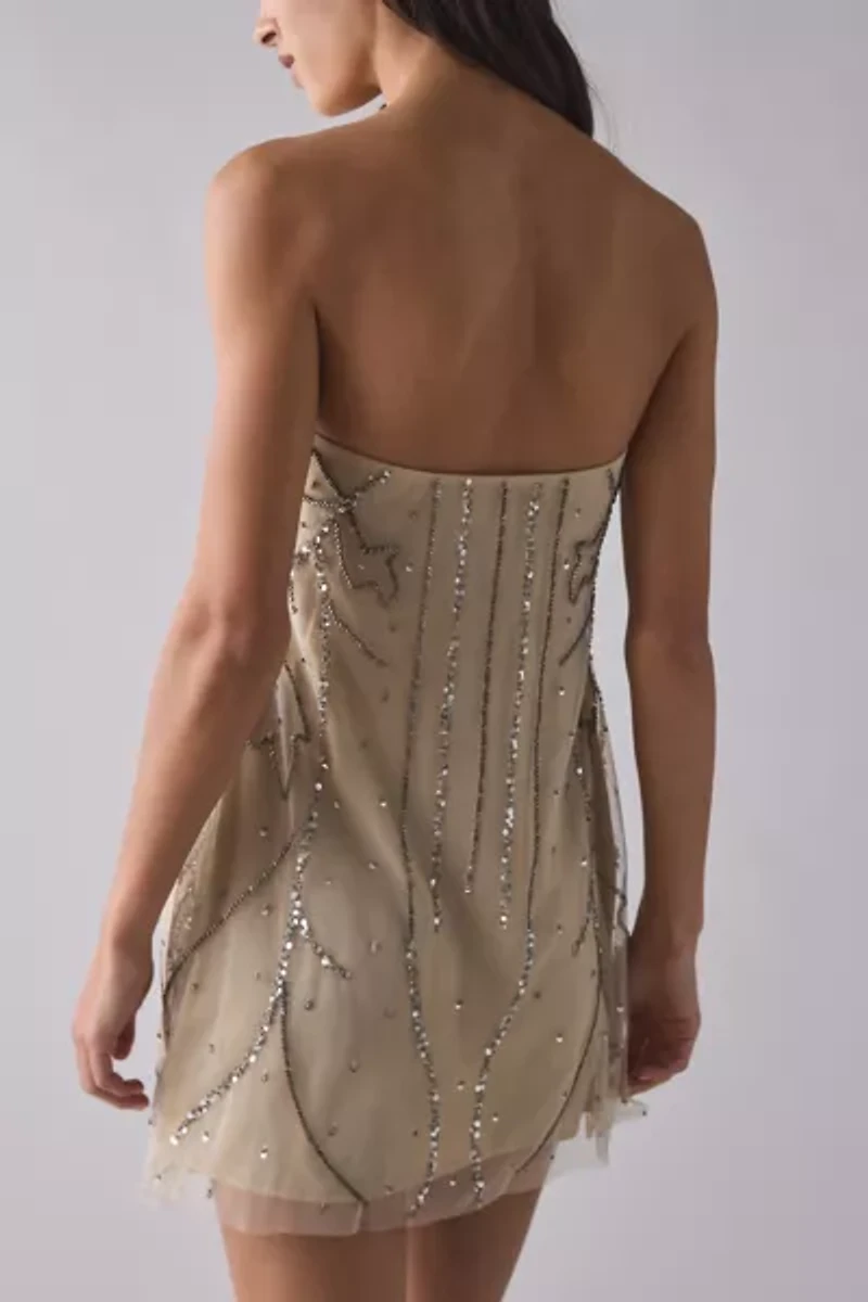 UO Spotlight Strapless Beaded Mini Dress