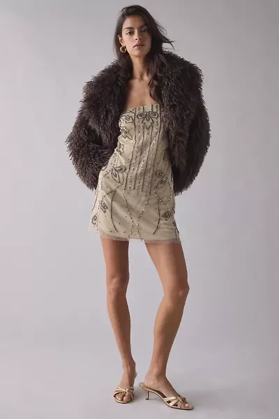 UO Spotlight Strapless Beaded Mini Dress