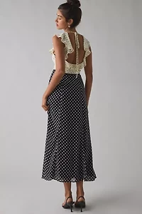 Kimchi Blue Ruffled Romance Cutout Tie-Back Slip Midi Dress