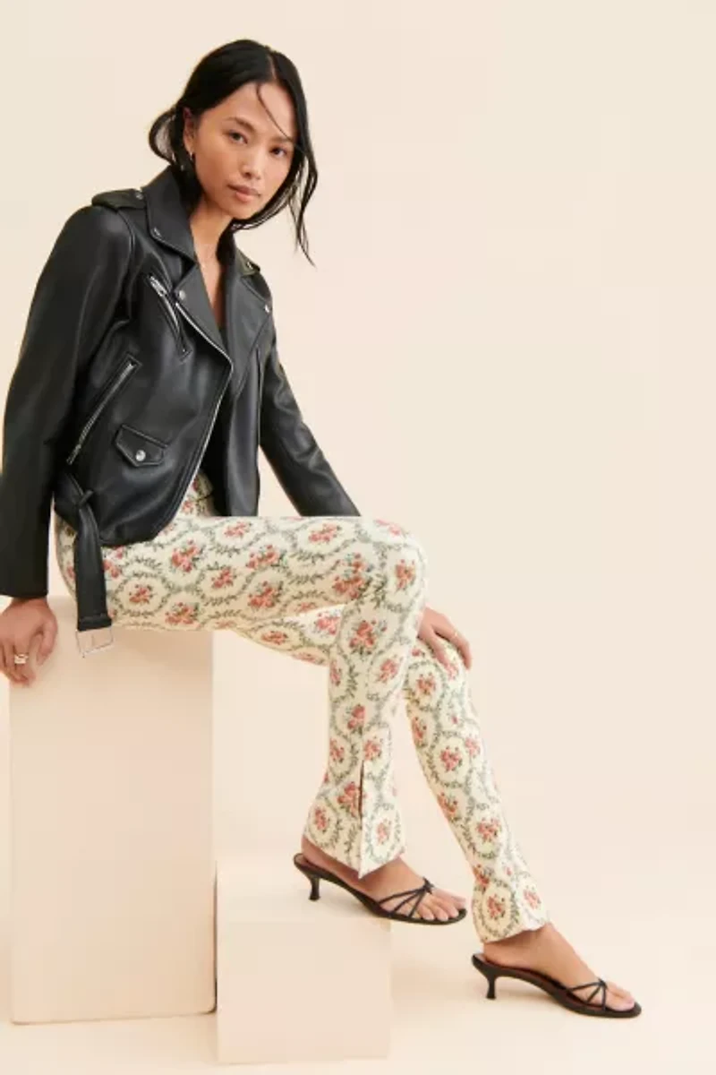 WeWoreWhat Victorian Floral Flare Slit Pants