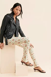 WeWoreWhat Victorian Floral Flare Slit Pants