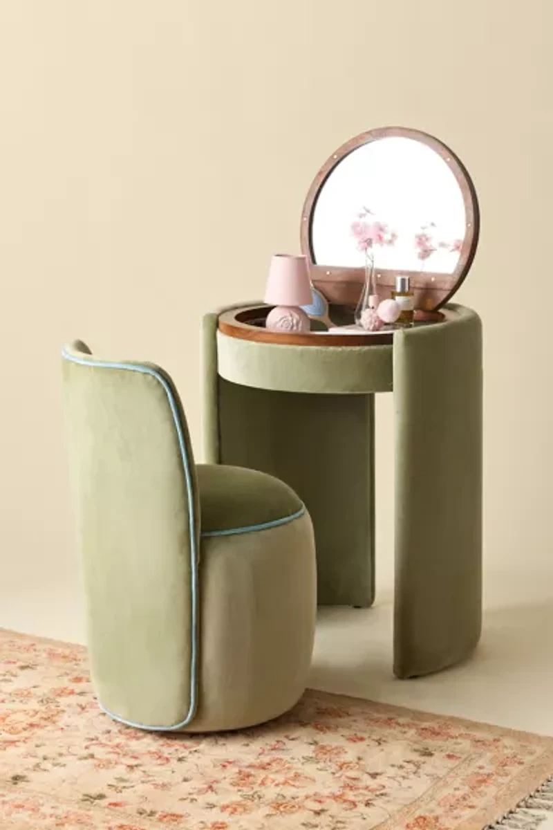 Jane Upholstered Vanity & Stool Set