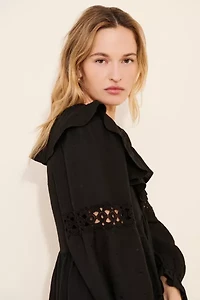 Dizzy Lizzy Ruffle Linen Blend Long Sleeve Mini Dress