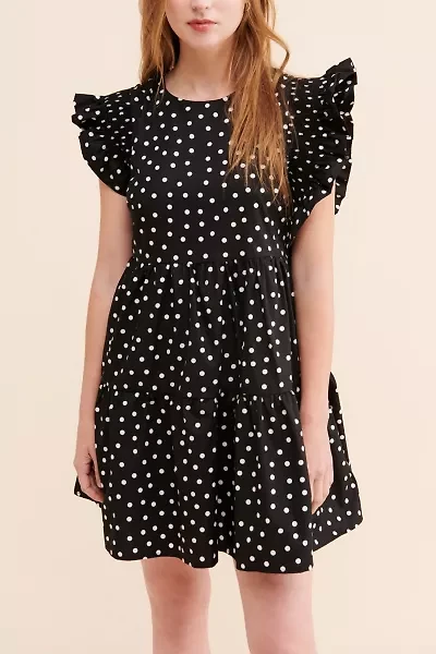 English Factory Polka Dot Babydoll Dress