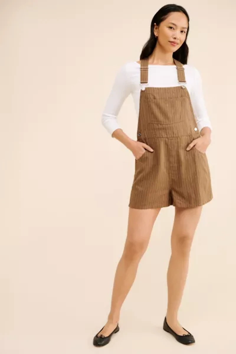 WeWoreWhat Relaxed Linen Blend Shortalls