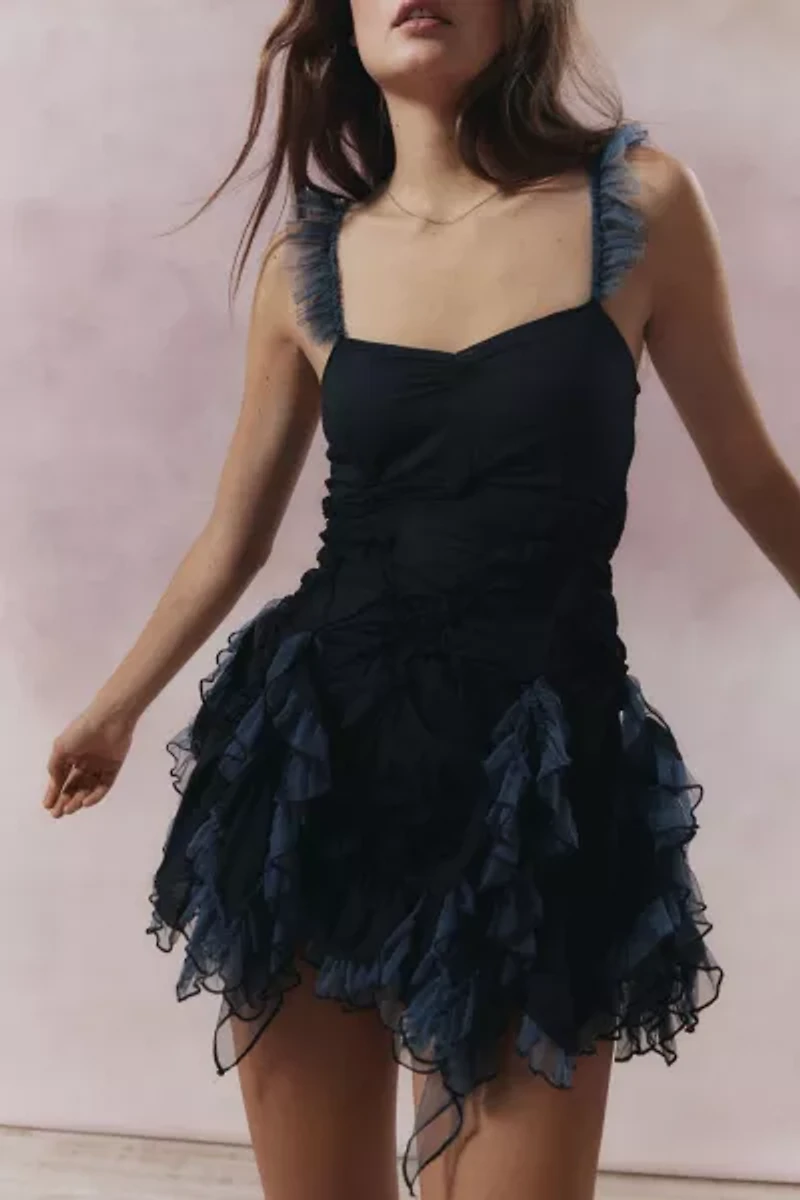 Elizabeth Textured Ruffle Mini Dress