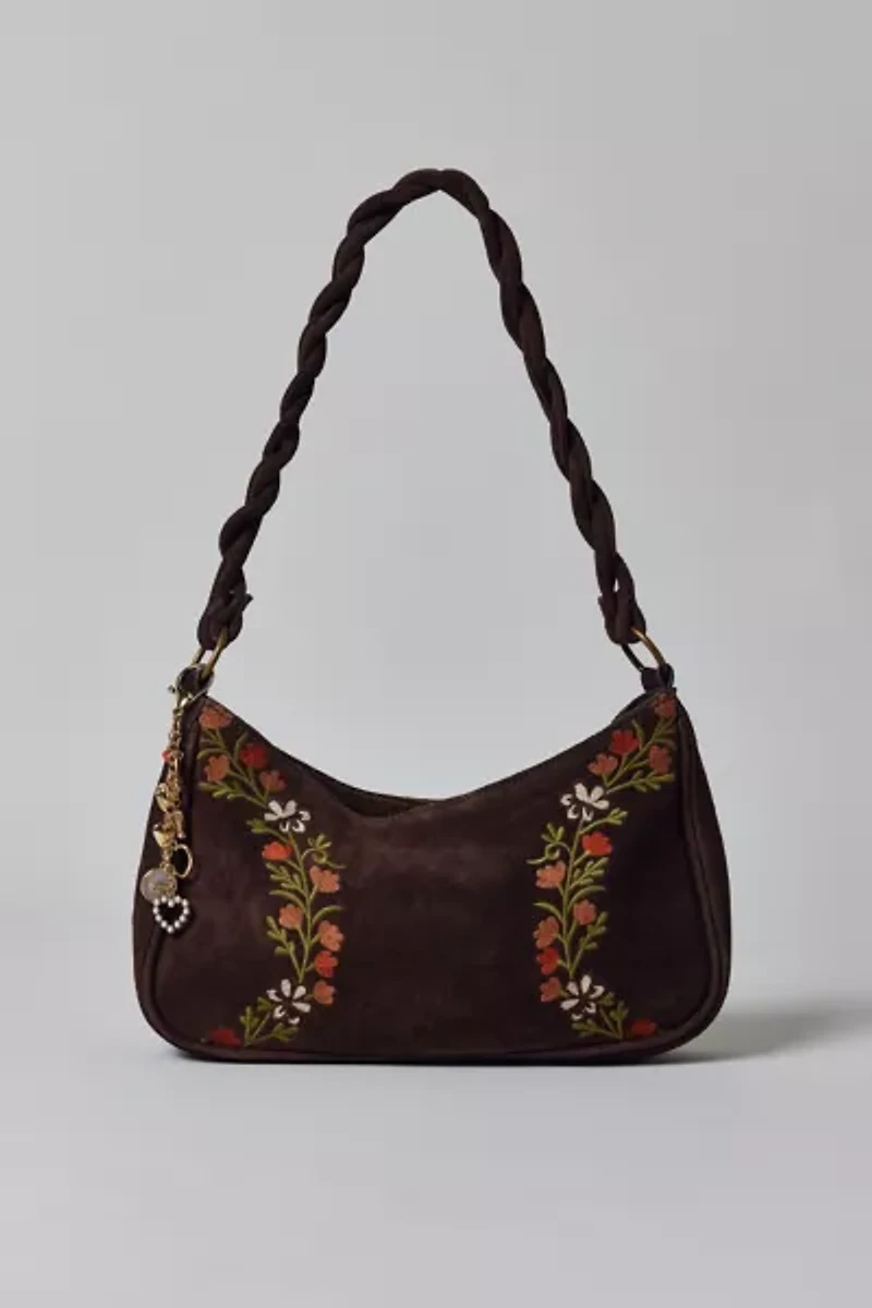 Kimchi Blue Ava Floral Suede Shoulder Bag