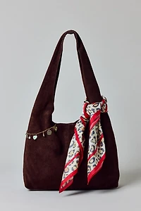 Mini Boston Bow Suede Shoulder Bag
