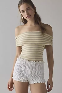 UO Bea Striped Knit Off-The-Shoulder Crop Top