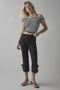 UO Bea Striped Knit Off-The-Shoulder Crop Top