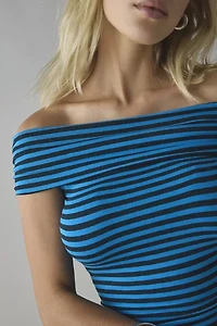 UO Bea Striped Knit Off-The-Shoulder Crop Top