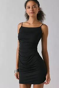 UO Do Not Disturb Ruched Drape Bodycon Mini Dress