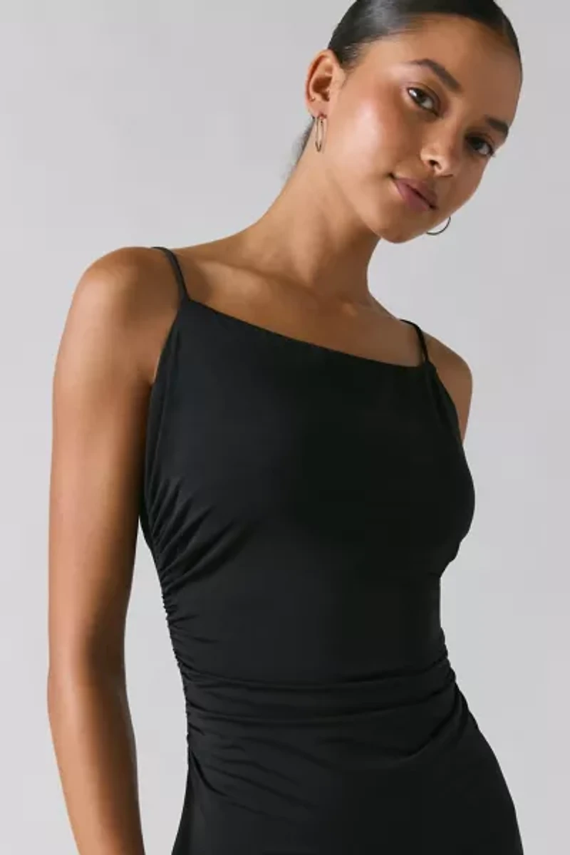 UO Do Not Disturb Ruched Drape Bodycon Maxi Dress