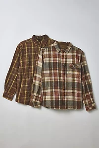 ReMADE By UO Acid Washed Oversized Flannel Shirt