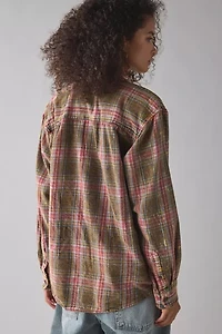 ReMADE By UO Acid Washed Oversized Flannel Shirt