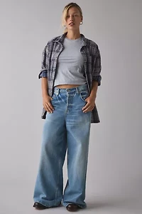 ReMADE By UO Acid Washed Oversized Flannel Shirt