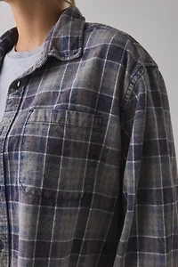 ReMADE By UO Acid Washed Oversized Flannel Shirt