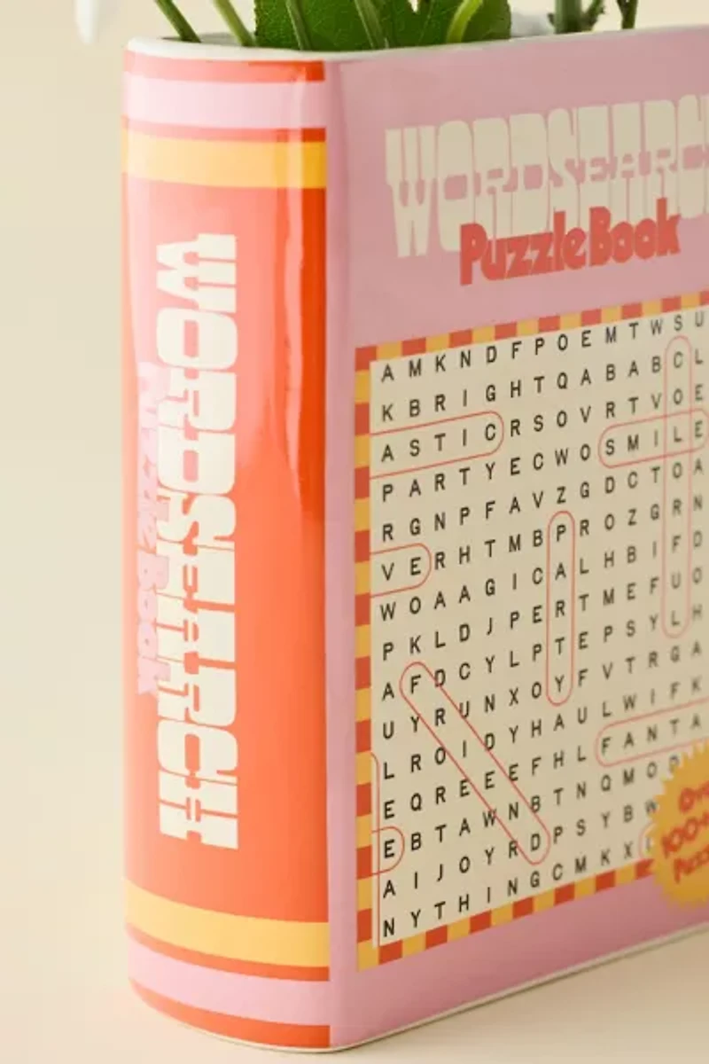 ban.do Word Search Book Ceramic Bookend Vase