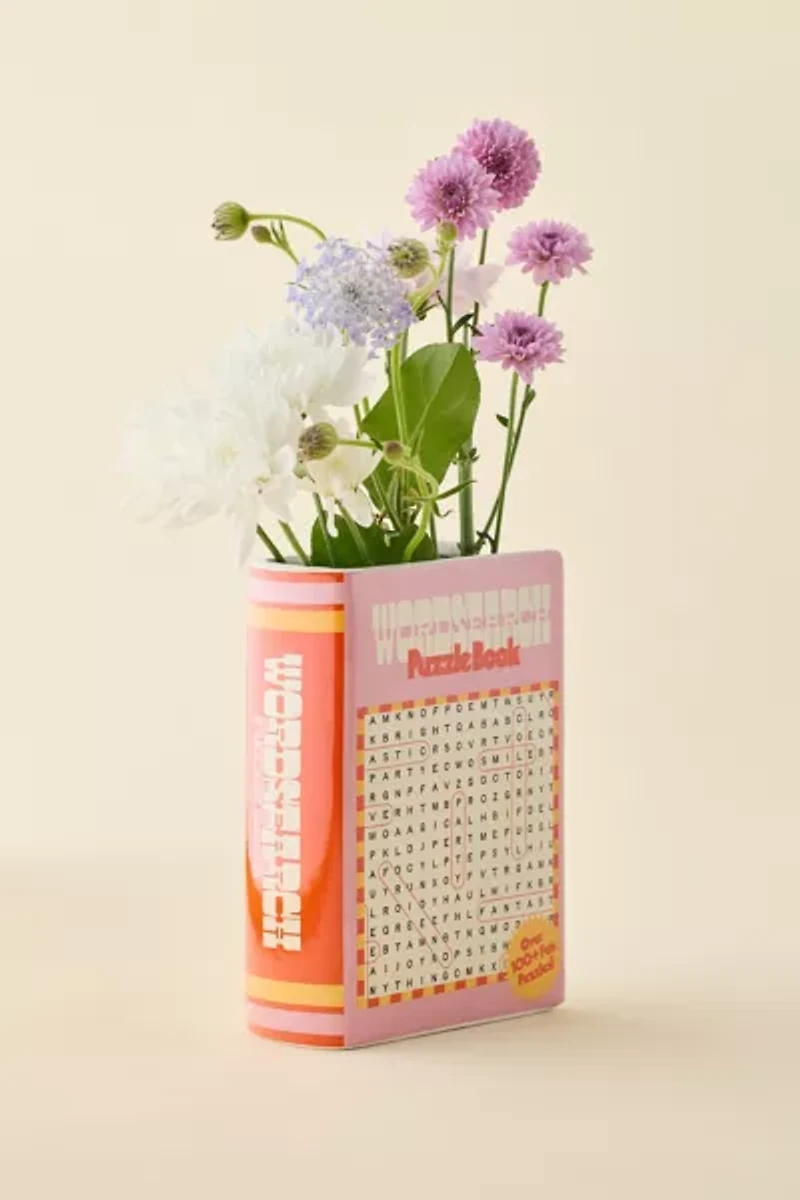 ban.do Word Search Book Ceramic Bookend Vase