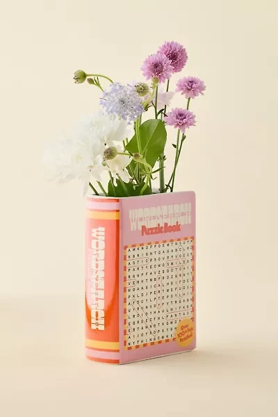 ban.do Word Search Book Ceramic Bookend Vase