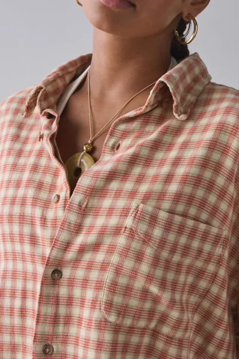 ReMADE By UO Overdyed Oversized Flannel Shirt
