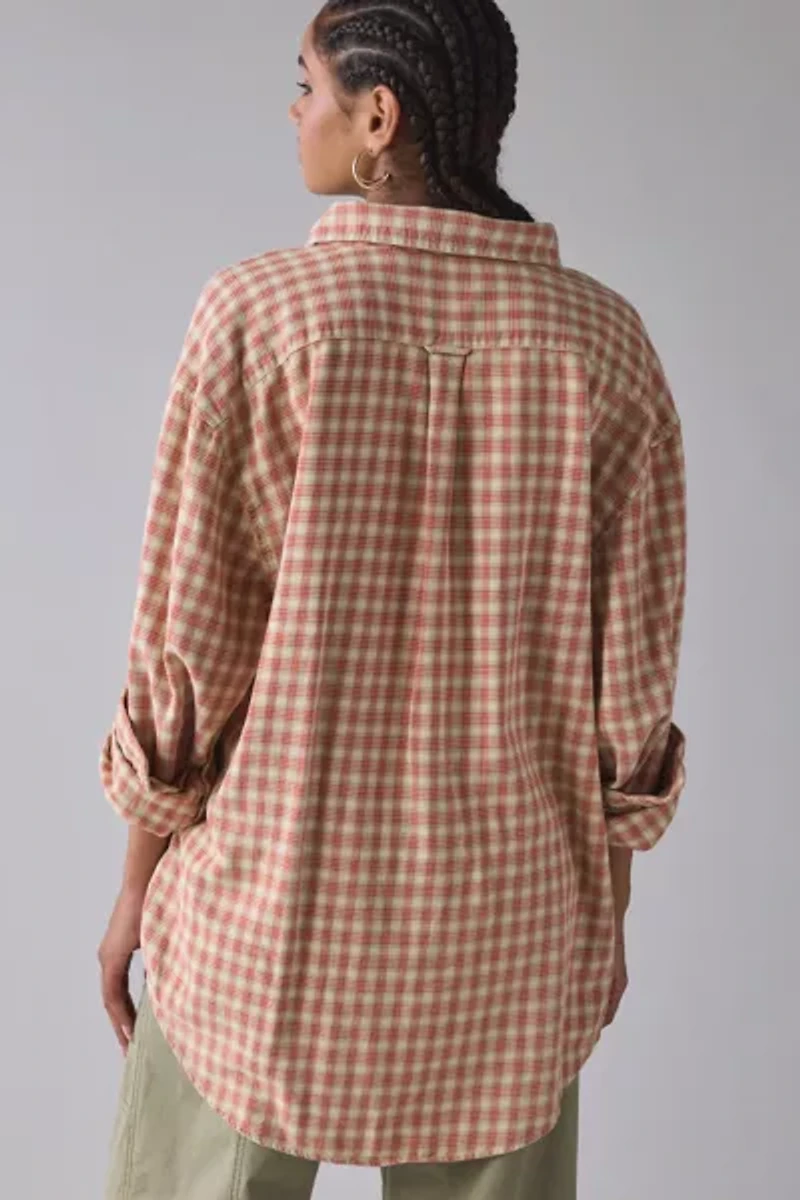 ReMADE By UO Overdyed Oversized Flannel Shirt