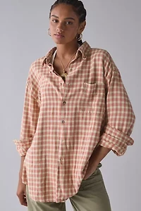 ReMADE By UO Overdyed Oversized Flannel Shirt
