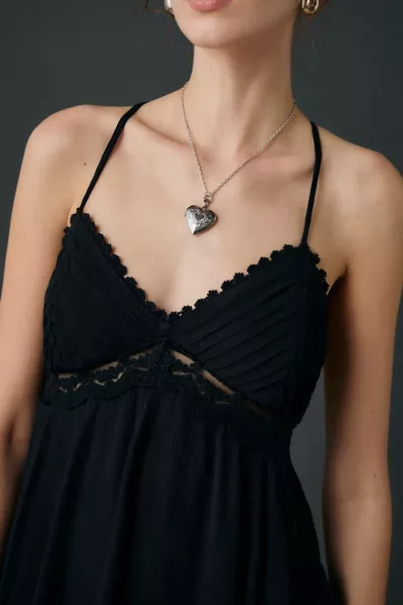 Kimchi Blue Thea Trapeze Lace Trim Hanky Hem Tunic Top