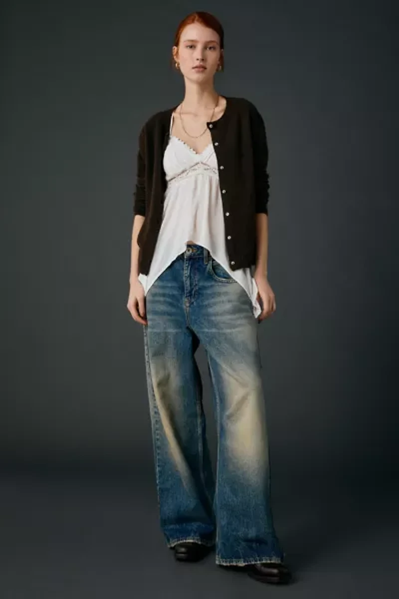 Kimchi Blue Thea Trapeze Lace Trim Hanky Hem Tunic Top