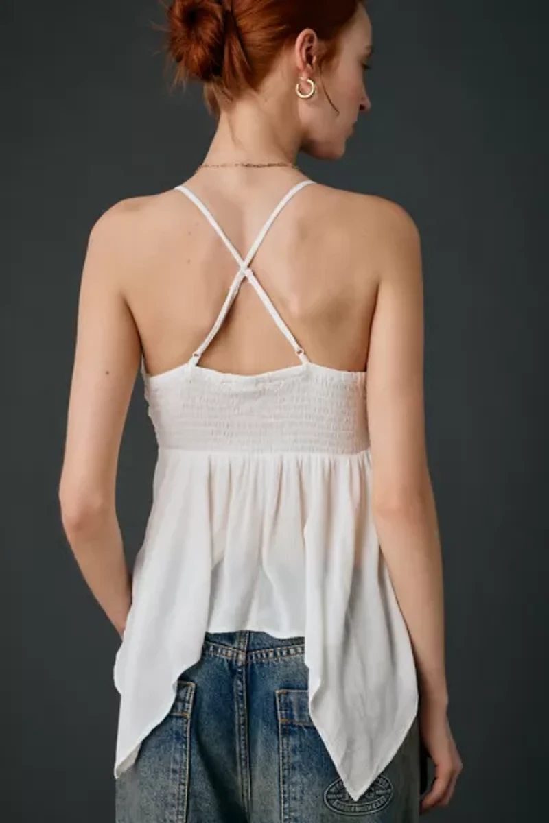 Kimchi Blue Thea Trapeze Lace Trim Hanky Hem Tunic Top