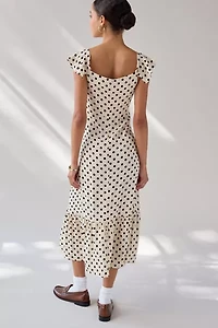UO Over The Moon Flutter Sleeve Off-The-Shoulder Midi Dress