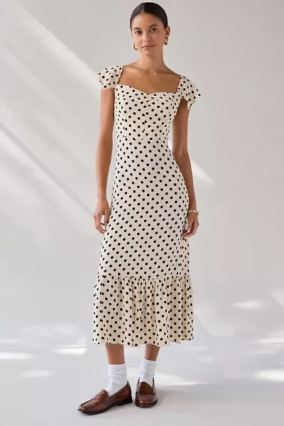 UO Over The Moon Flutter Sleeve Off-The-Shoulder Midi Dress