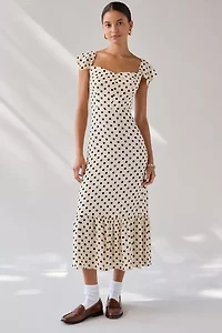 UO Over The Moon Flutter Sleeve Off-The-Shoulder Midi Dress