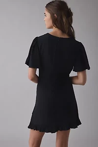 Kimchi Blue Dinner Date Plunging Flutter Sleeve Mini Dress