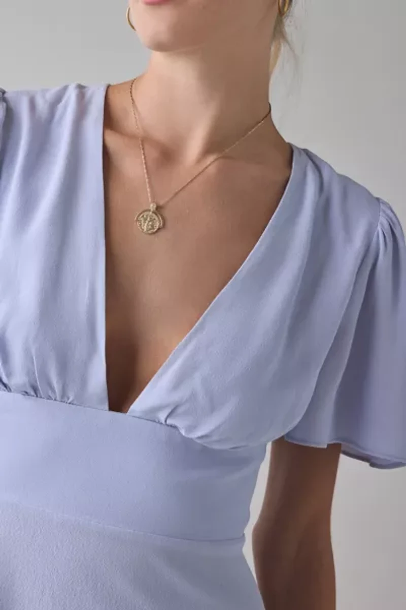 Kimchi Blue Dinner Date Plunging Flutter Sleeve Mini Dress