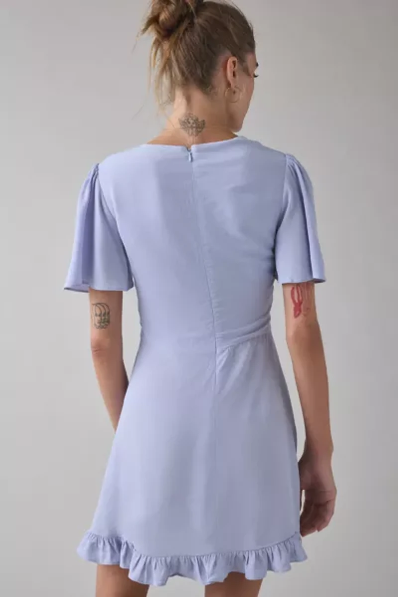 Kimchi Blue Dinner Date Plunging Flutter Sleeve Mini Dress