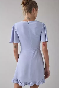 Kimchi Blue Dinner Date Plunging Flutter Sleeve Mini Dress