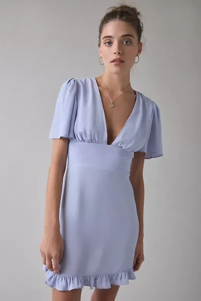 Kimchi Blue Dinner Date Plunging Flutter Sleeve Mini Dress