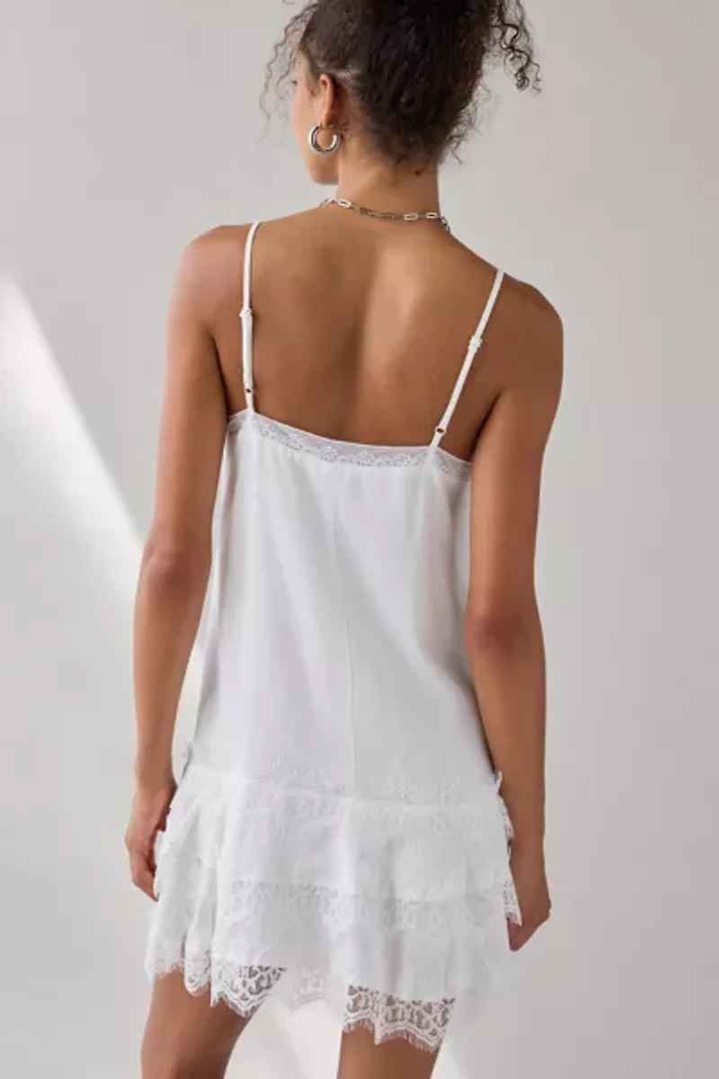Kimchi Blue Up The Air Tiered Lace Slip Mini Dress