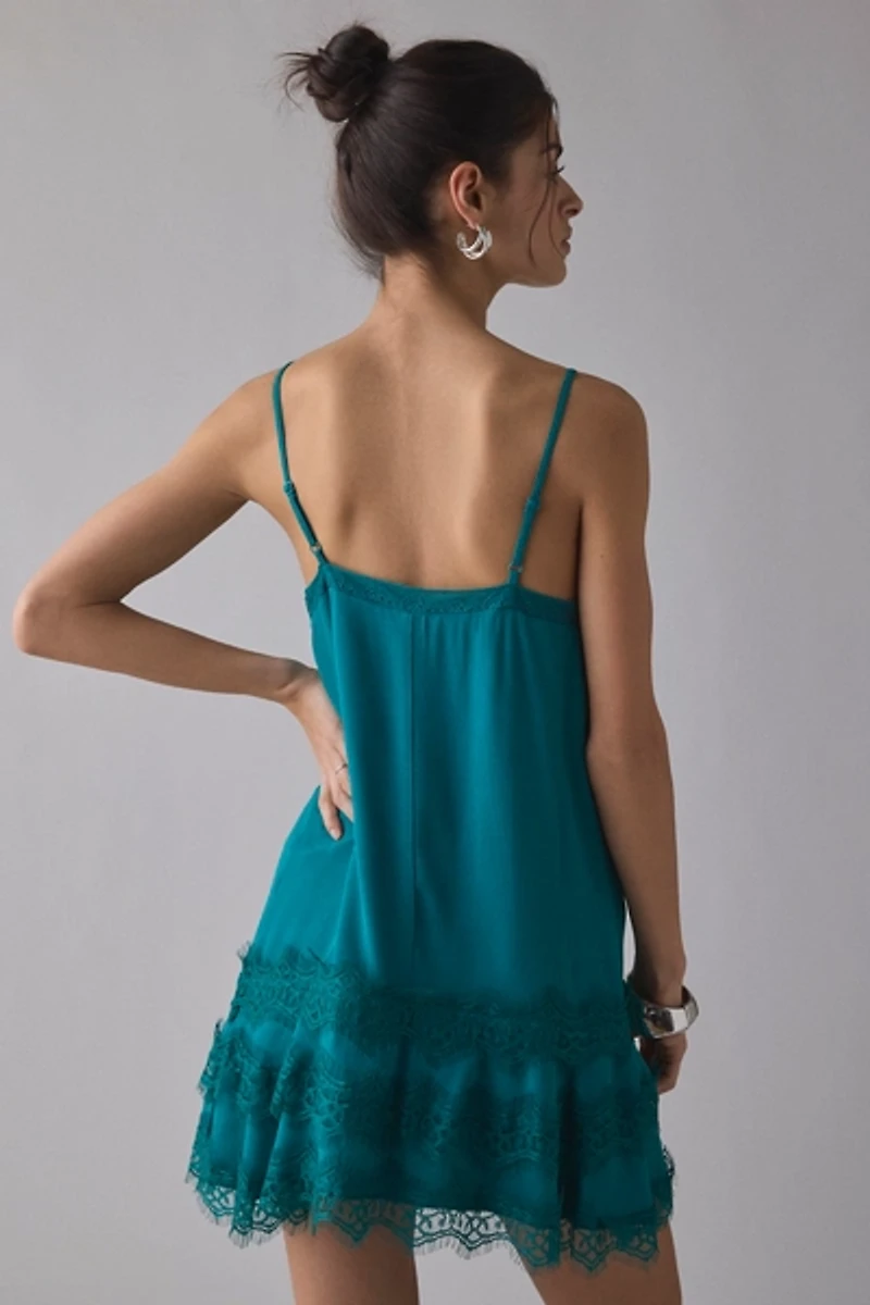 Kimchi Blue Up The Air Tiered Lace Slip Mini Dress