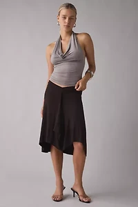 Motel Esmeray Asymmetric Ruffle Low-Rise Knee Length Skirt