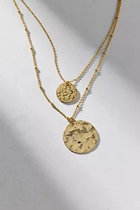 Double Coin Charm Layered Necklace
