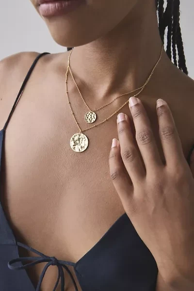 Double Coin Charm Layered Necklace